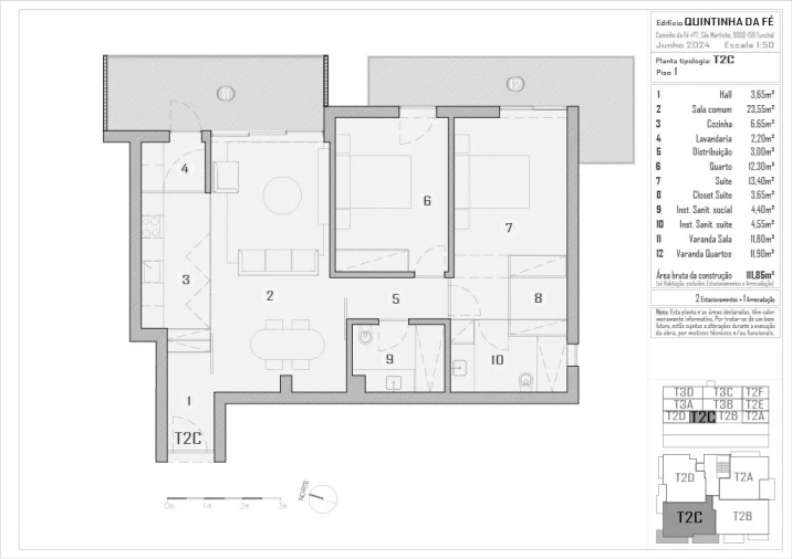 Apartamento T2 para Venda em São Martinho Planta 1