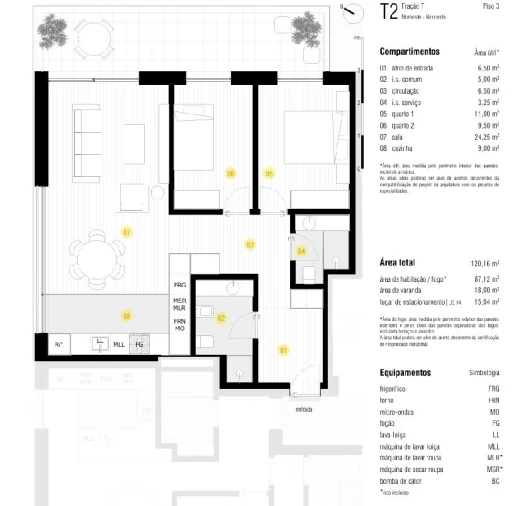Apartamento T2 para Venda em Canidelo Planta 3