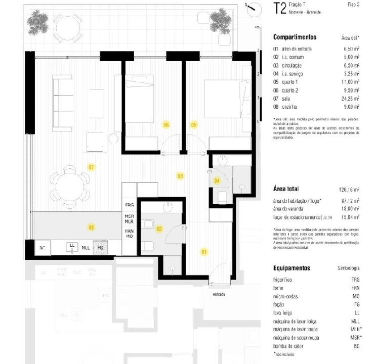 Apartamento T2 para Venda em Canidelo Planta 3