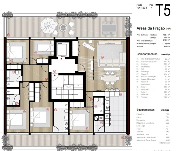 Apartamento T5 para Venda em Canidelo Planta 1