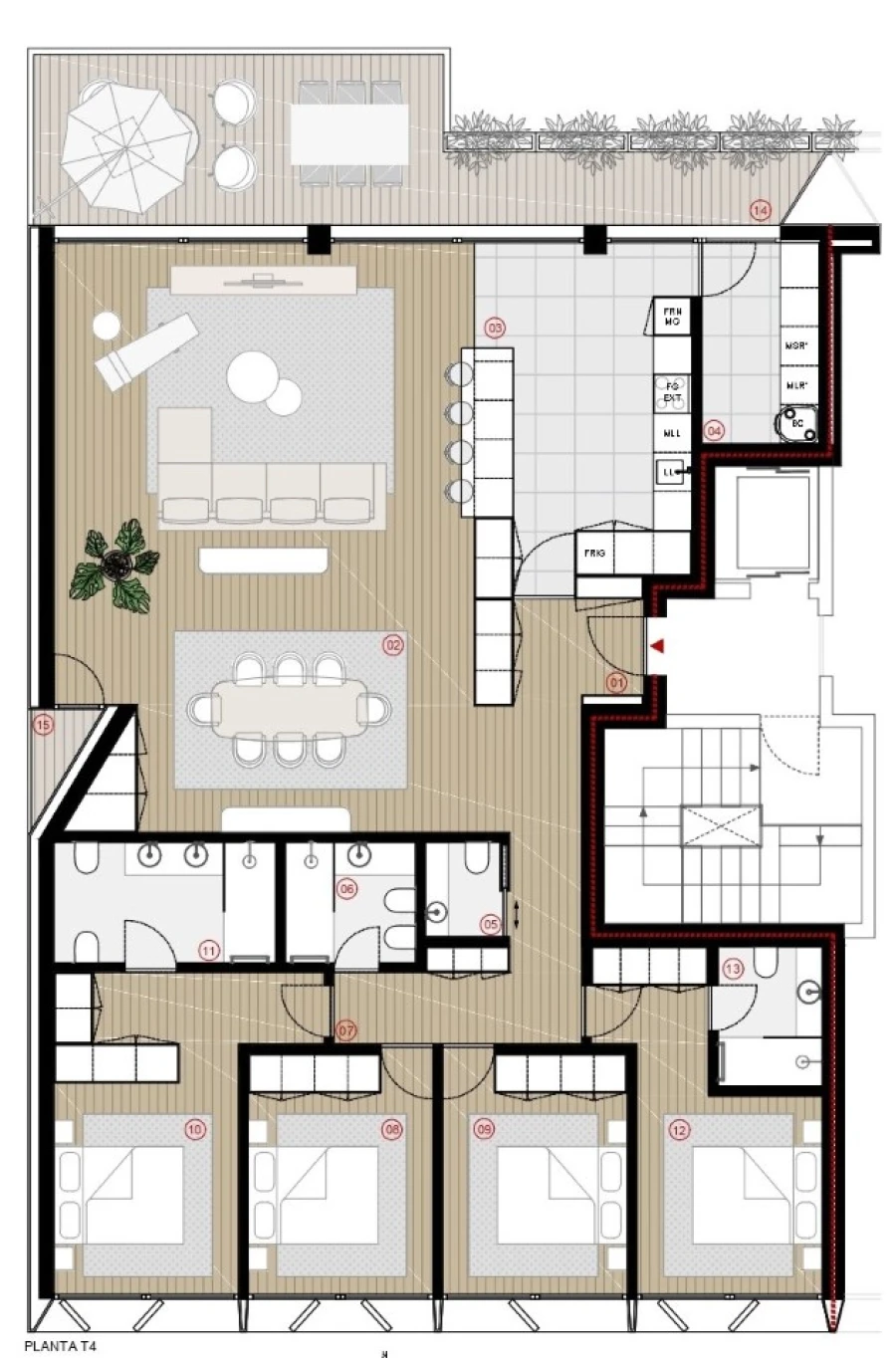 Apartamento T4 para Venda em Canidelo Planta 1