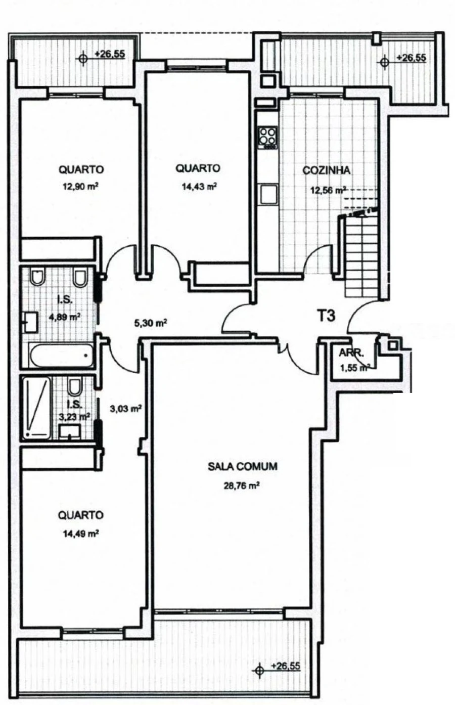 Apartamento T3 para Venda em Montenegro Planta 1