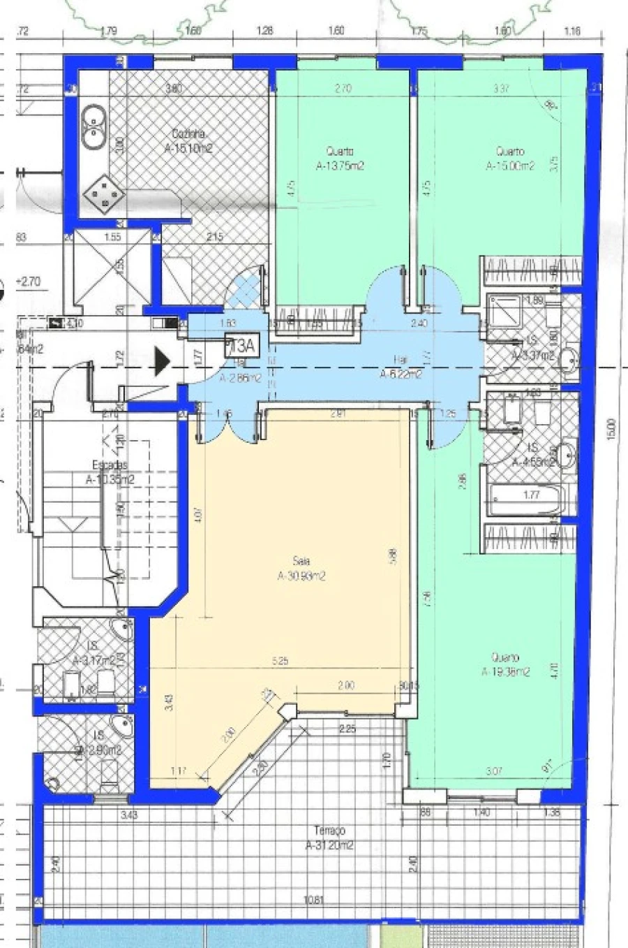 Apartamento T3 para Venda em Quelfes Planta 1