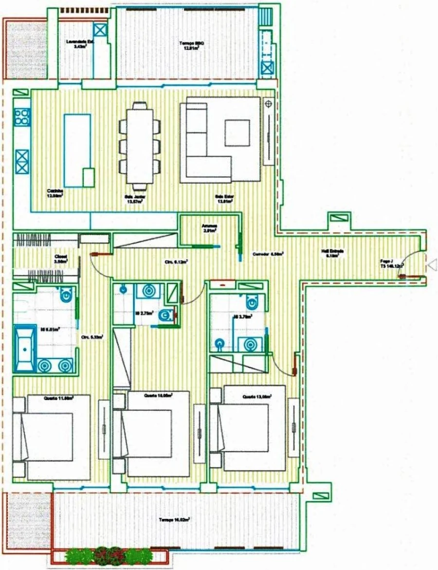 Apartamento T3 para Venda em Faro (Sé e São Pedro) Planta 1
