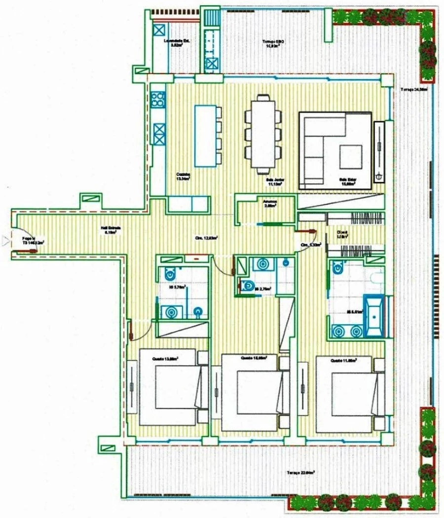 Apartamento T3 para Venda em Faro (Sé e São Pedro) Planta 1