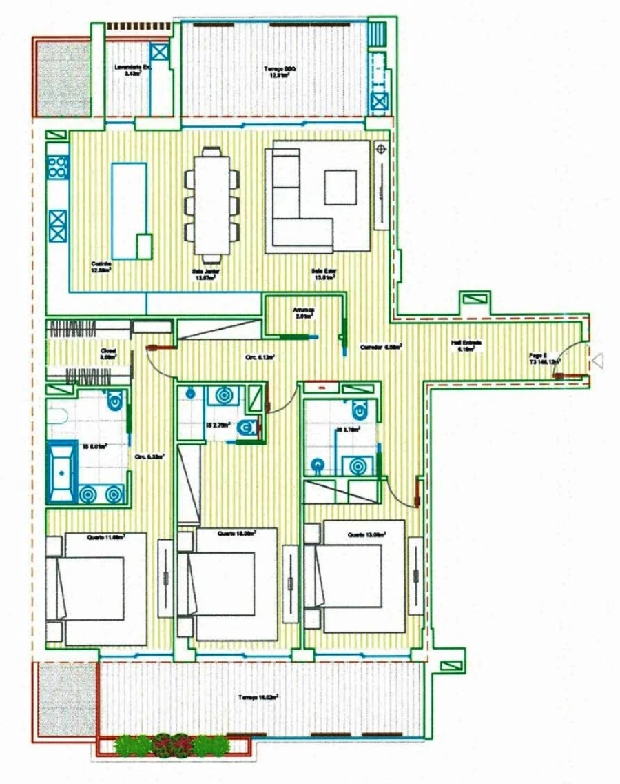 Apartamento T3 para Venda em Faro (Sé e São Pedro) Planta 1