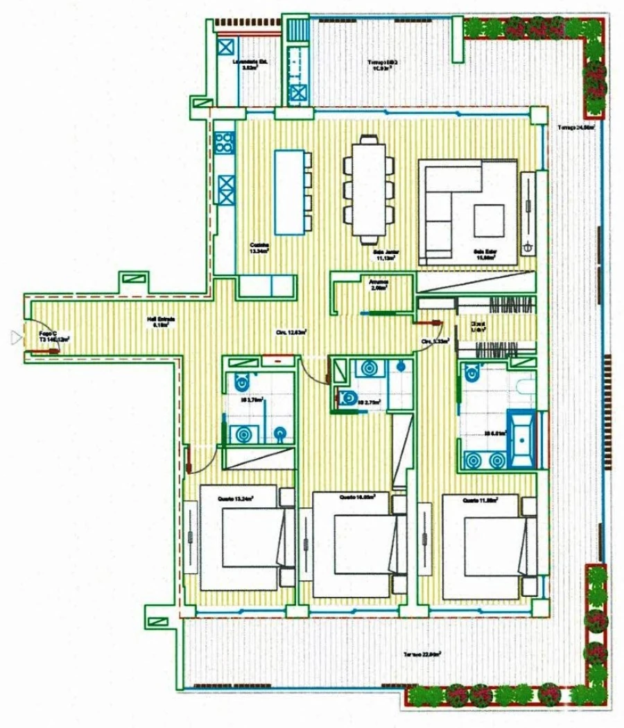 Apartamento T3 para Venda em Faro (Sé e São Pedro) Planta 1