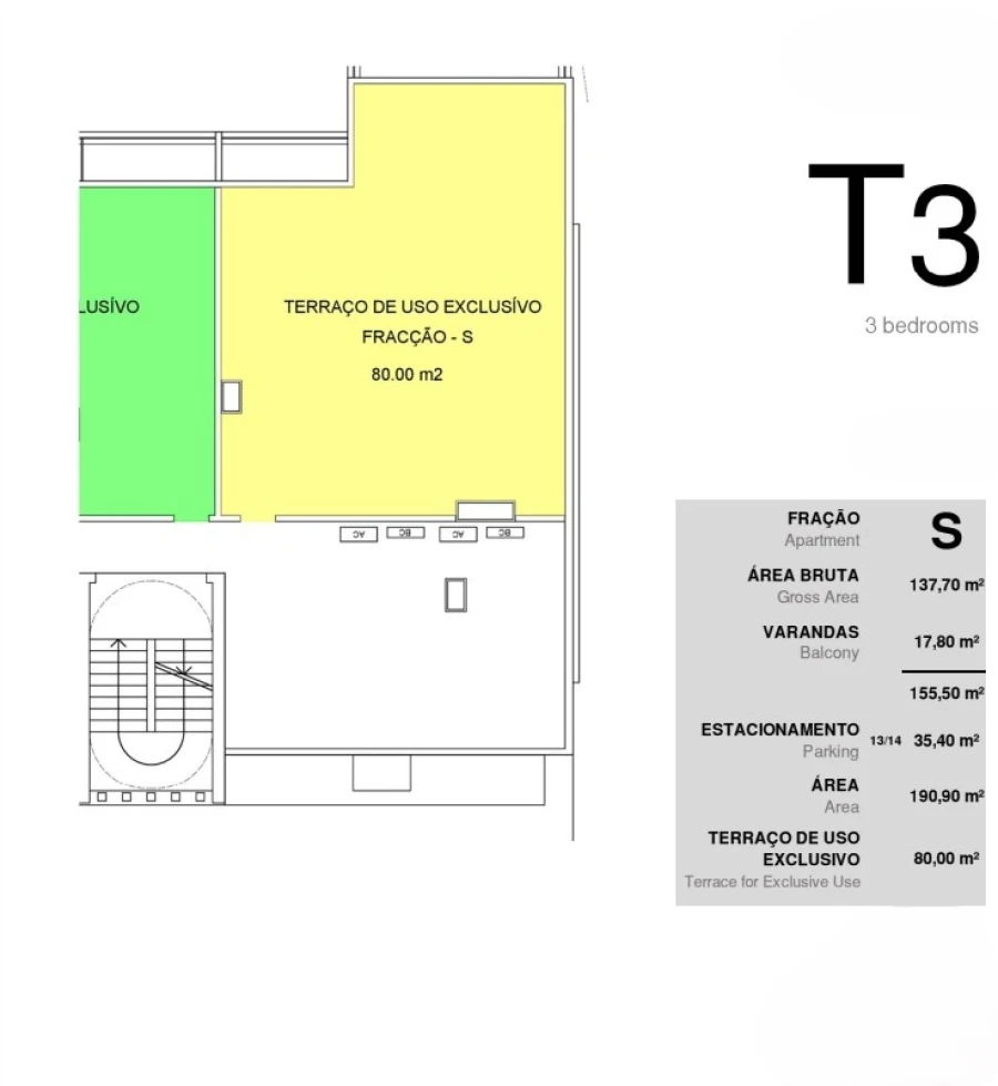 Apartamento T3 para Venda em Albufeira e Olhos de Água Planta 3