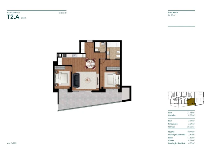 Apartamento T2 para Venda em Funchal (Santa Luzia) Planta 1