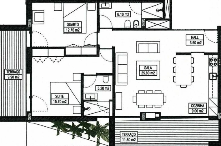 Apartamento T2 para Venda em Montenegro Planta 1