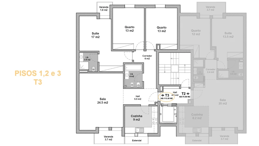Apartamento T3 para Venda em Eiras e São Paulo de Frades Planta 1