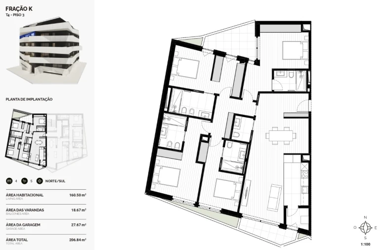 Apartamento T4 para Venda em Anta e Guetim Planta 1
