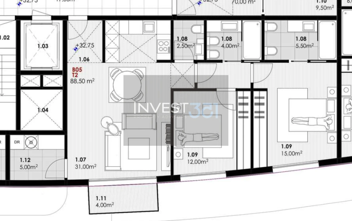 Apartamento T2 para Venda em Canidelo Foto 14
