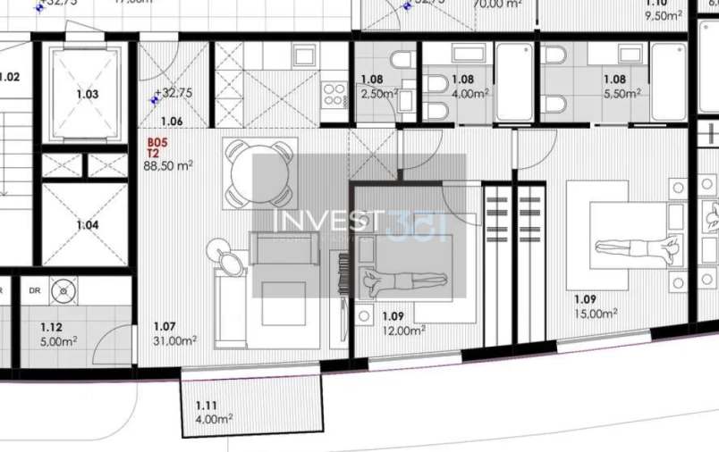 Apartamento T2 para Venda em Canidelo Foto 14