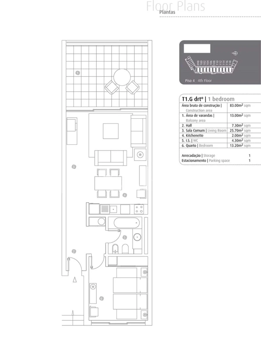 Apartamento T1 para Venda em Portimão Planta 1