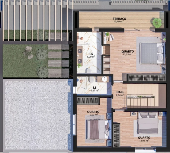 Moradia T3 para Venda em Ferreiras Planta 2
