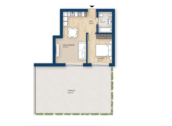 Apartamento T1 para Venda em Canidelo Planta 1