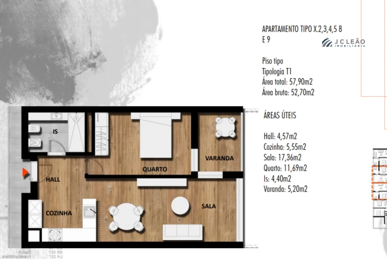 Apartamento T2 para Venda em Paranhos Planta 7