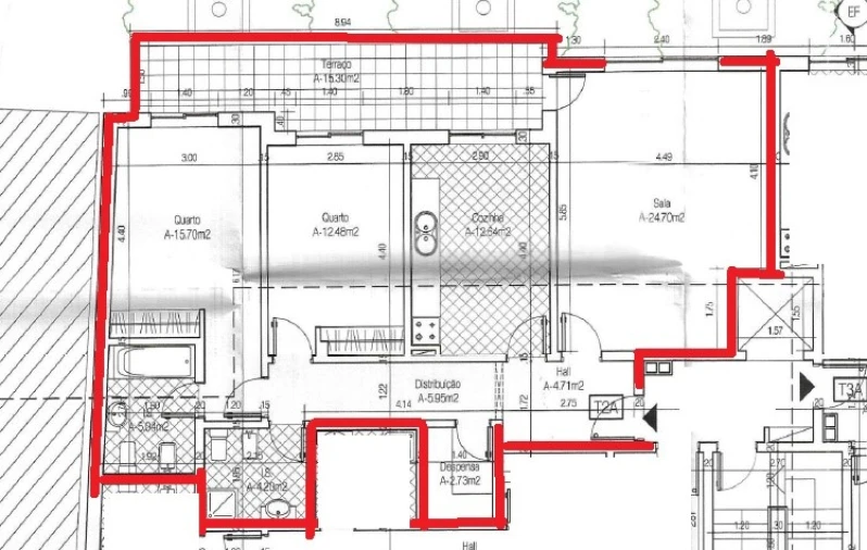 Apartamento T3 para Venda em Quelfes Planta 1
