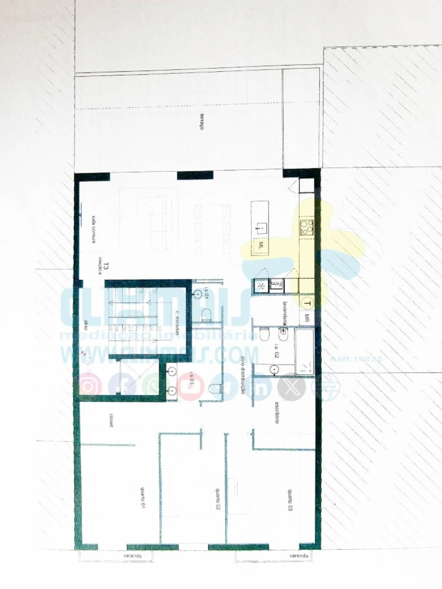 Apartamento T3 para Venda em São Vicente (Braga) Planta 1