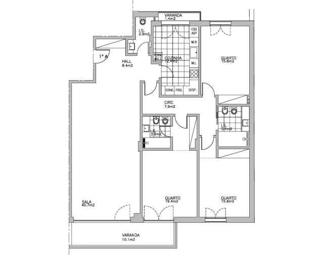 Apartamento T3 para Venda em Carcavelos e Parede Planta 1