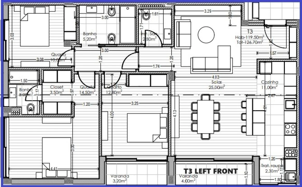 Apartamento T3 para Venda em Aguas Santas Planta 2