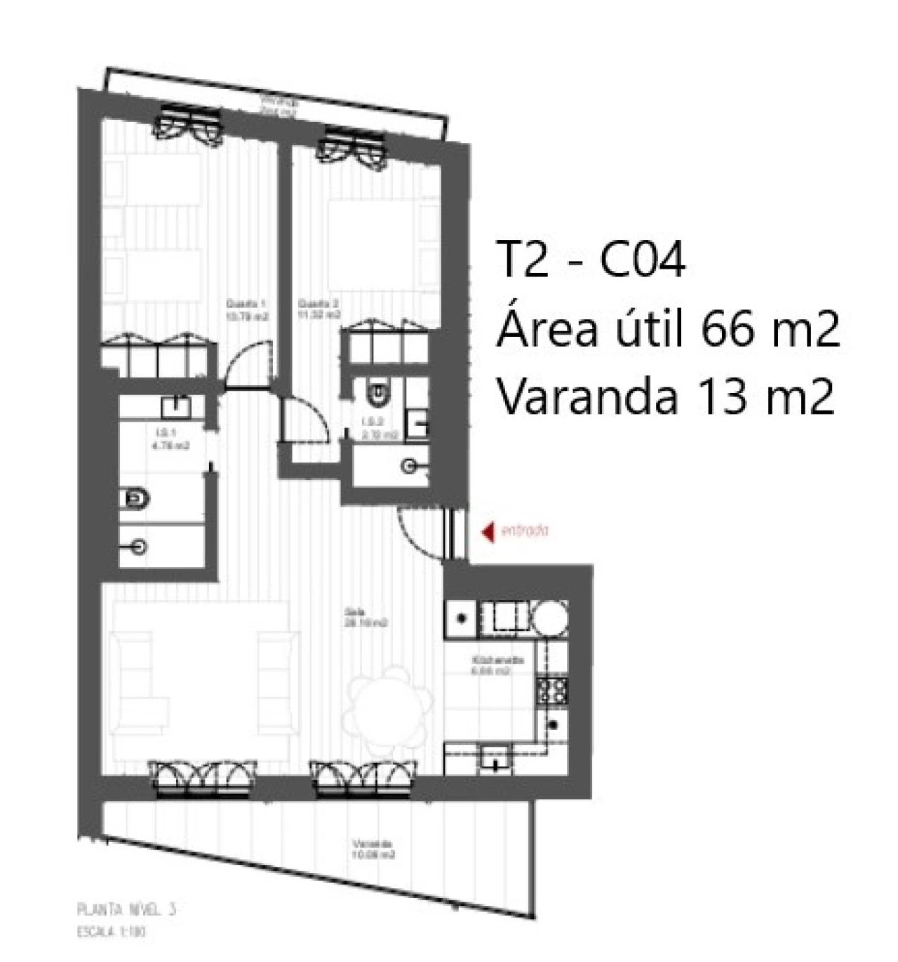 Apartamento T2 para Venda em Santo António Foto 2