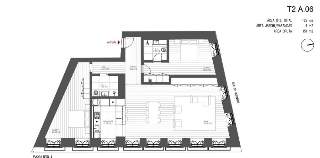Apartamento T2 para Venda em Santo António Planta 1