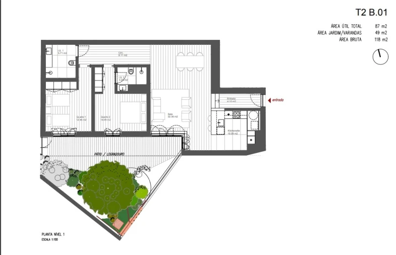 Apartamento T2 para Venda em Santo António Planta 1