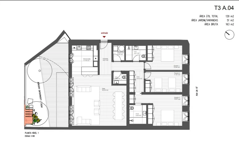 Apartamento T3 para Venda em Santo António Planta 1