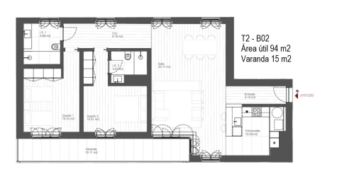 Apartamento T2 para Venda em Santo António