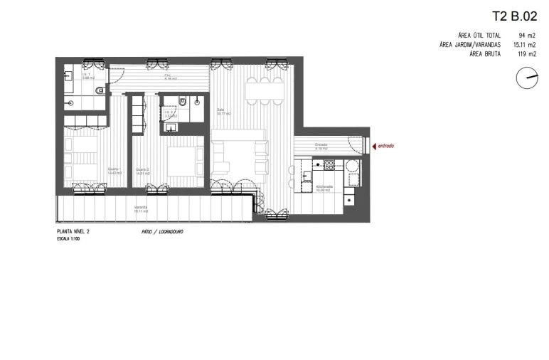 Apartamento T2 para Venda em Santo António Planta 1