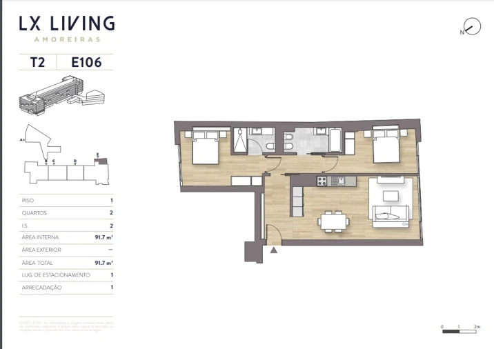 Apartamento T2 para Venda em Campolide Planta 1