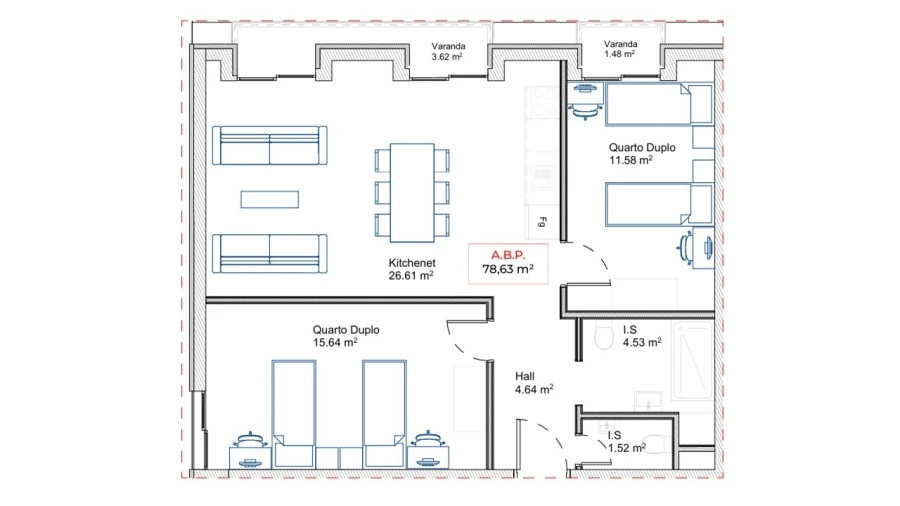 Apartamento T2 para Venda em Paranhos Planta 1