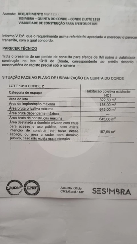 Terreno para Venda em Quinta do Conde