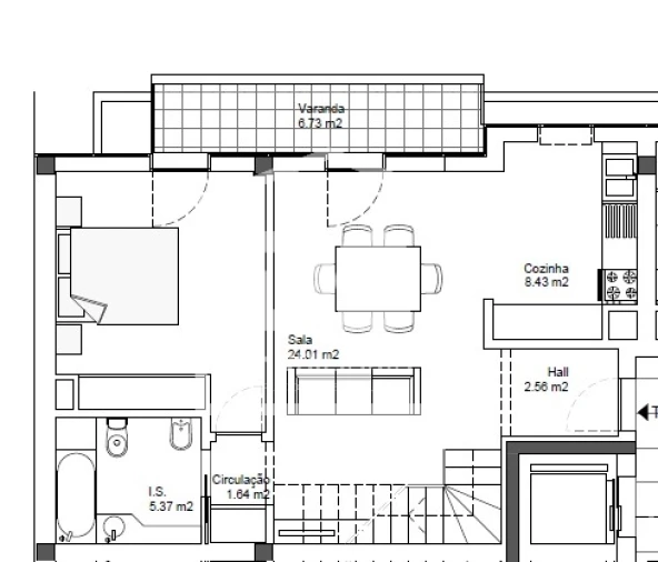 Apartamento T1 para Venda em Ranhados Planta 1
