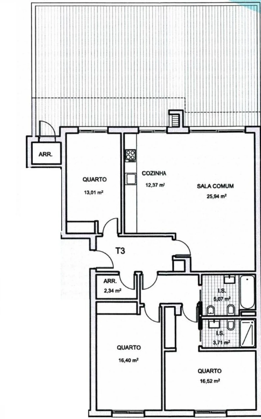 Apartamento T3 para Venda em Montenegro Planta 1