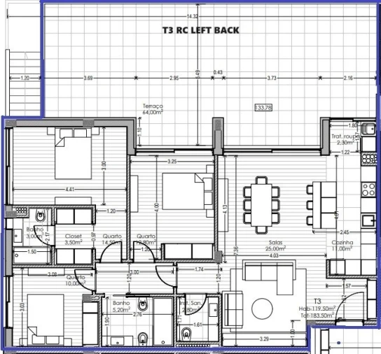 Apartamento T3 para Venda em Aguas Santas Planta 1