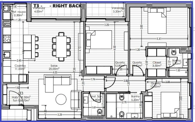 Apartamento T3 para Venda em Aguas Santas Planta 1