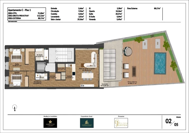 Apartamento T2 para Venda em Cedofeita, Santo Ildefonso, Sé, Miragaia, São Nicolau e Vitória Planta 1