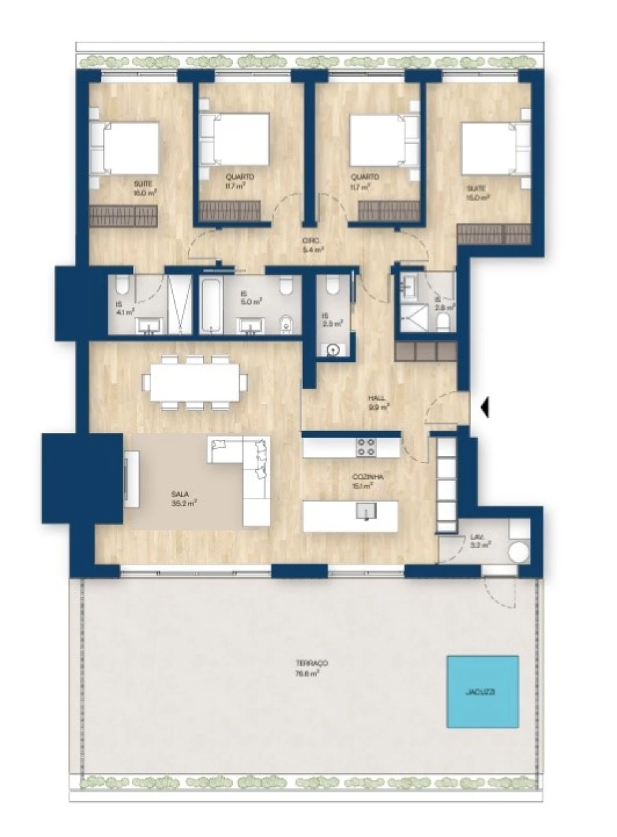 Apartamento T4 para Venda em Canidelo Planta 1