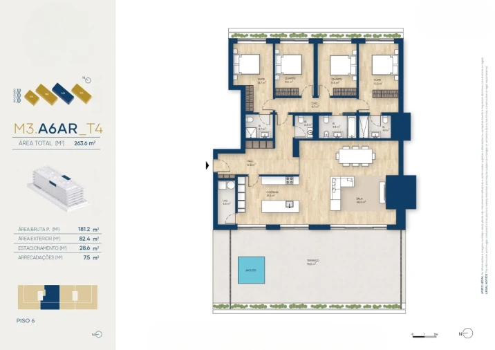 Apartamento T4 para Venda em Canidelo Planta 1