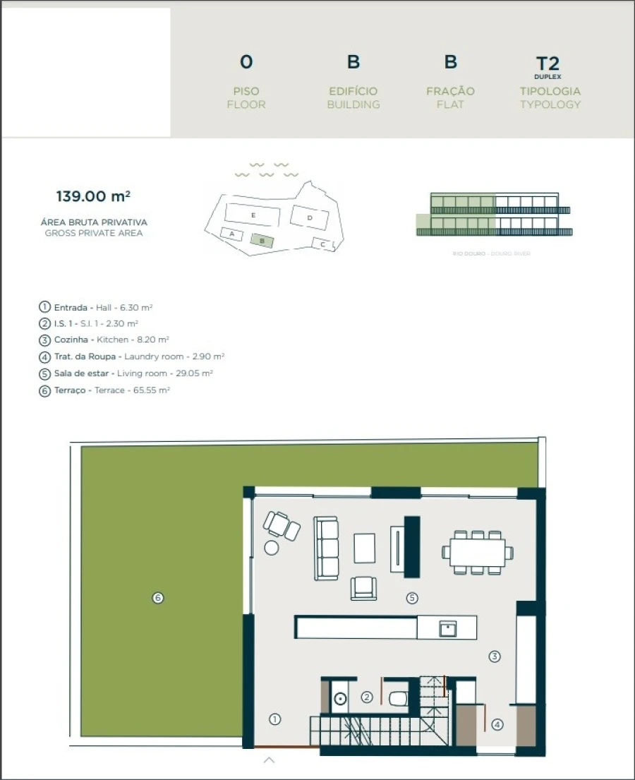 Apartamento T2 para Venda em Santa Marinha e São Pedro da Afurada Planta 2