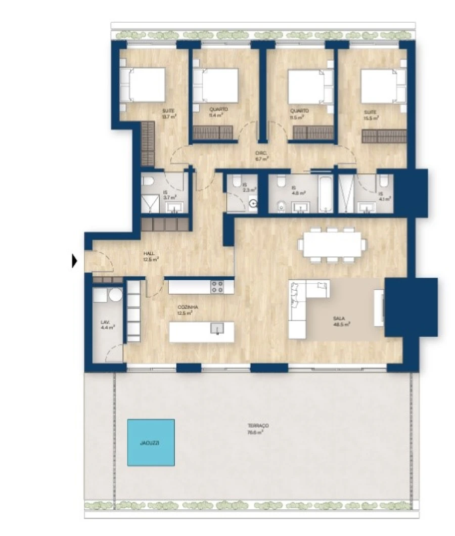 Apartamento T4 para Venda em Canidelo Planta 1
