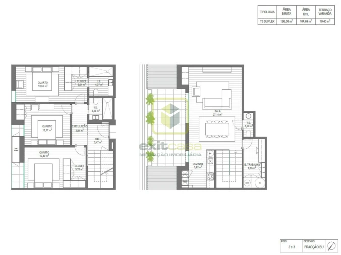 Apartamento T3 para Venda em Santa Joana Planta 1