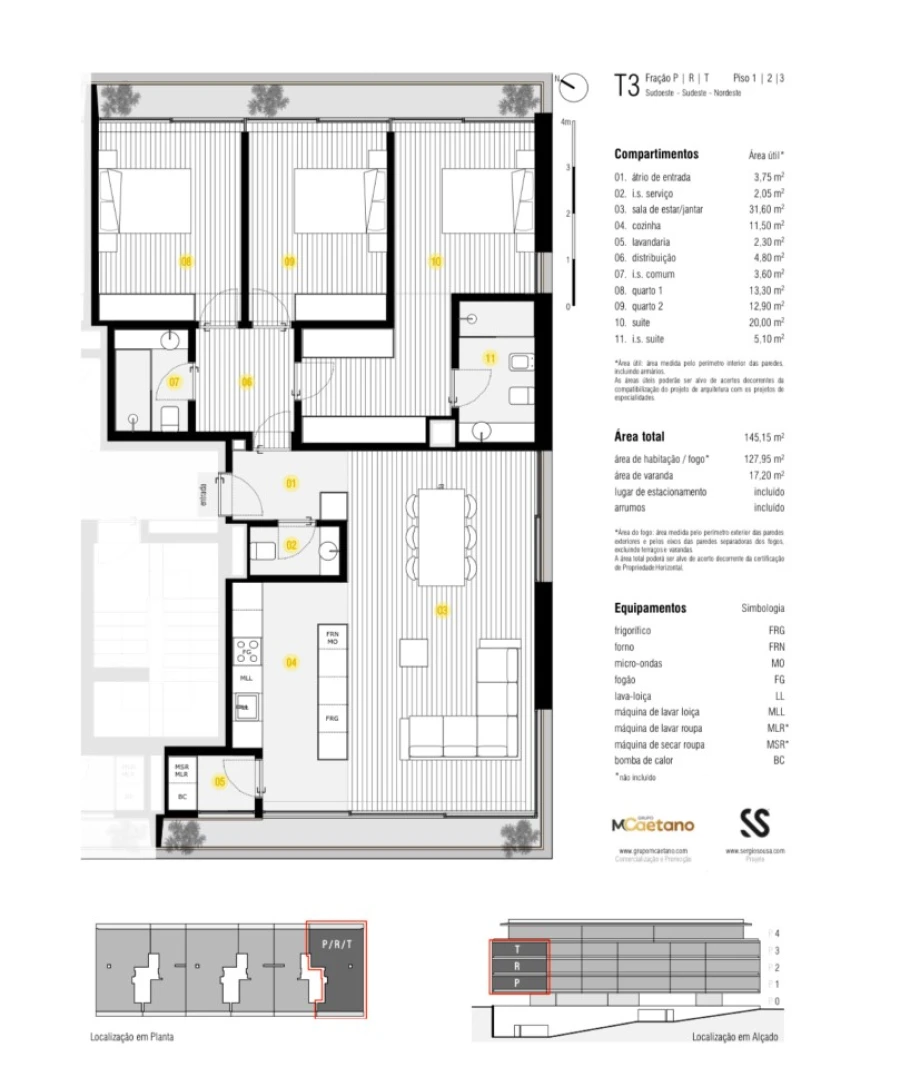 Apartamento T3 para Venda em Canidelo Planta 1