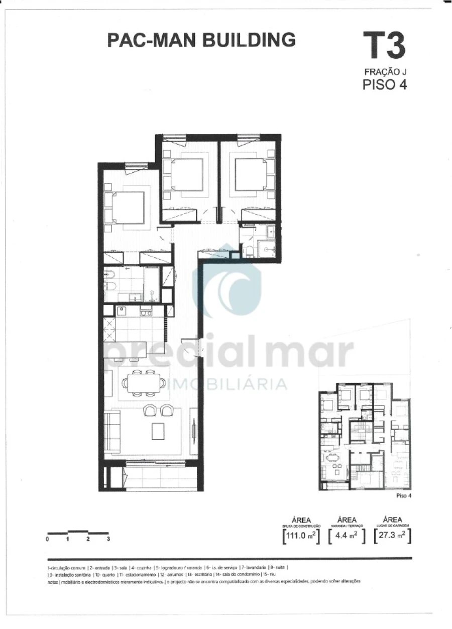 Apartamento T3 para Venda em Matosinhos e Leça da Palmeira Planta 1