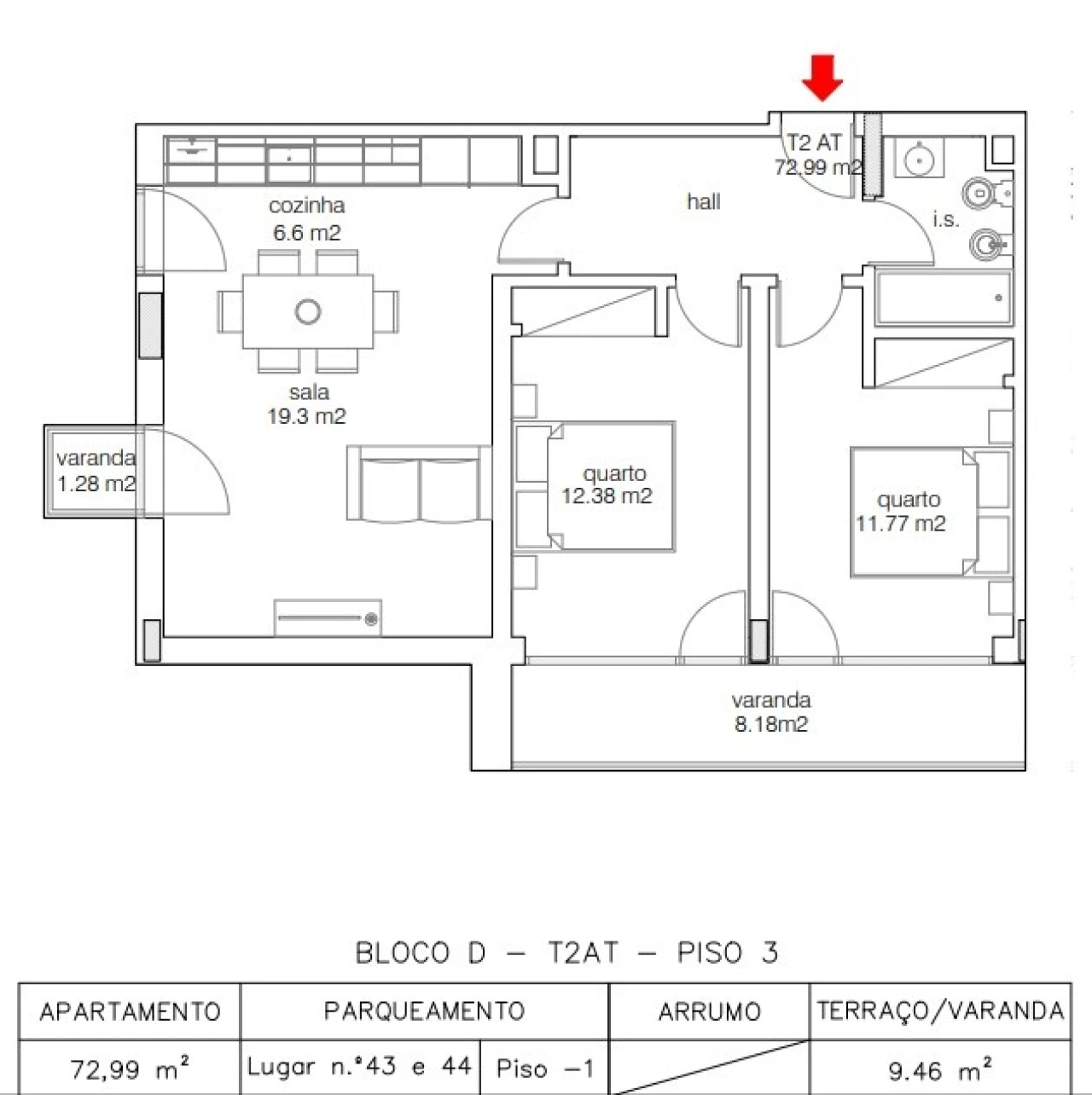 Apartamento T2 para Venda em Buarcos Foto 2