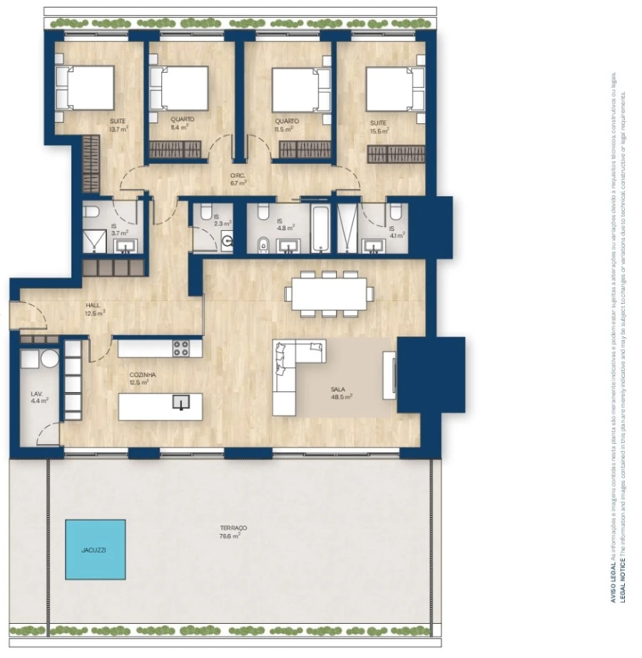 Apartamento T4 para Venda em Canidelo Planta 1