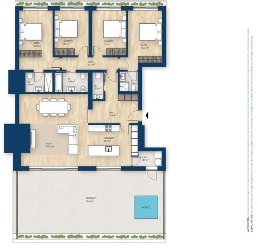 Apartamento T4 para Venda em Canidelo Planta 1